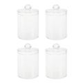 NUOLUX 4 Pcs Transparent Cotton Swab Storage Jar Candies Snacks Toothpick Plastic Bottle Cosmetic Container with Lid for Home Store