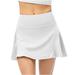 AnuirheiH Women s Mini Skirt 2023 Fall Fake Two-piece Running Casual Fall Sports Exercise Cycling Shorts Gym Yoga Tennis Skirt (including Pocket) White XXL