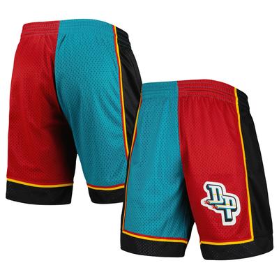 Mitchell & Ness Teal/Red Detroit Pistons Hardwood Classics 1998 Split Swingman Shorts für Herren Image