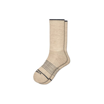 Men's Merino Wool Blend Calf Socks - Oatmeal - Extra Large - Bombas