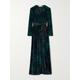 Diane von Furstenberg - Belted Tiger-print Velvet Maxi Dress - Dark green