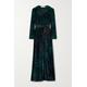 Diane von Furstenberg - Belted Tiger-print Velvet Maxi Dress - Dark green