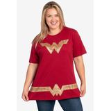 Plus Size Women's DC Comics Wonder Woman Logo & Belt T-Shirt by DC Comics in Red (Size 4X (26-28))
