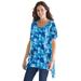 Plus Size Women's Sharkbite trapeze tunic by Woman Within in Bright Cobalt Tie-dye (Size 6X)