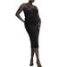 Plus Size Women's Velvet Midi Dress With Cowl by ELOQUII in Black Onyx (Size 18)