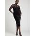 Plus Size Women's Velvet Midi Dress With Cowl by ELOQUII in Black Onyx (Size 18)