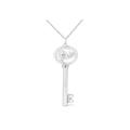 Women's Sterling Silver Diamond Accent Virgo Zodiac Key Pendant Necklace by Haus of Brilliance in White