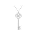 Women's Sterling Silver Diamond Accent Cancer Zodiac Key Pendant Necklace by Haus of Brilliance in White