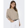 Strickpullover ONLY "ONLDANIELLA L/S PULLOVER KNT NOOS", Damen, Gr. L (40), beige (nomad detail:melange), Strick, Obermaterial: 77% Polyacryl, 19% Polyester, 4% Elasthan, meliert, modisch, regular fit, Rundhals, Langarm Fledermausärmel Rippbündchen,...