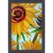 Overstock Art Sunflowers (detail) by Vincent Van Gogh - Floater Frame Painting on Canvas in Blue/Yellow | 40 H x 28 W x 2 D in | Wayfair