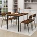 17 Stories Christany 5 - Piece Rectangular Dining Set, Farmhouse Rustic Dining Table & 4 Chairs Wood/Metal in Brown/Gray | Wayfair