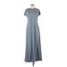 Lularoe Casual Dress - A-Line Crew Neck Short sleeves: Gray Print Dresses - Women's Size Medium