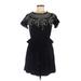 Rachel Zoe Casual Dress - Mini Crew Neck Short sleeves: Black Print Dresses - Women's Size 6