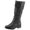 Winterstiefel MUSTANG SHOES, Damen, Gr. 39, Normalschaft, grau (dunkelgrau), Lederimitat, used, modisch, Schuhe, Langschaftstiefel, Blockabsatz, mit Raffungen am slouchy Schaft