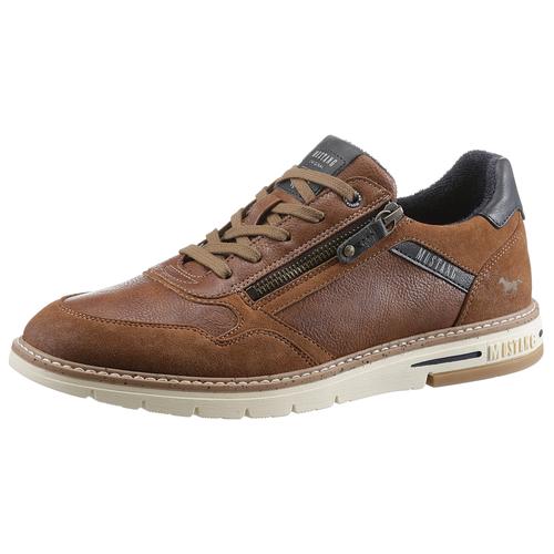 Schnürschuh MUSTANG SHOES Gr. 43, braun (cognac) Herren Schuhe mit Reißverschluss, Freizeitschuh, Halbschuh, Schnürschuh