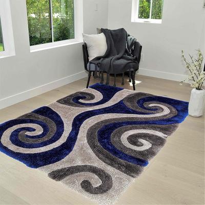 HR shag Rug for Living Room Decor Rug Trends Bright Modern Swirls Pattern, 3-D Curved Shaggy Rug
