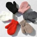 Biplut Children Kid Autumn Winter Warm Mittens Solid Color Full Finger Plush Gloves