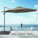 FLAME&SHADE 10ft Round Outdoor Patio Cantilever Offset Hanging Umbrellas 360Â°Rotation UV Protection for Pool Backyard and Garden Taupe