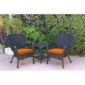 Jeco W00214-2-CES016 Windsor Black Wicker Chair & End Table Set with Orange Cushion