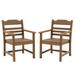 Patio Dining Chairs Set of 2 HDPE Chairs with Armset for Backyard Deck Garden Teak