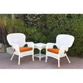 Jeco W00213-2-CES016 Windsor White Wicker Chair & End Table Set with Orange Cushion