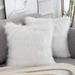 Set of 2 White Decorative Fluffy Pillow Covers New Luxury Series Merino Style Faux Fur Throw Pillow Covers Square Fuzzy Cushion Case 18x18 Inch