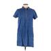 Old Navy Casual Dress - Shift Collared Short sleeves: Blue Solid Dresses - Women's Size Medium