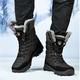 Mens Snow Boots Winter Waterproof Warm Snow Boot Non-slip High Top Outdoor Shoe Hiking Walking Shoes,Black-42
