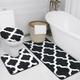 McEu Bathroom Mat Sets 3 Piece, Black Extra Large Bath and Toilet Mat Set Non Slip Washable, Ultra Soft Microfiber Absorbent Bathroom Rugs (50x120cm+50x50cm+42x38cm)