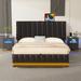 Winston Porter Lytonia Queen Upholstered Platform 3 Piece Bedroom Set Upholstered in Black/Brown/Green | 43 H x 63 W x 84 D in | Wayfair