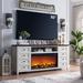Red Barrel Studio® Conogher TV Stand for TVs up to 80" w/ Electric Fireplace Included Wood in White | 31 H x 70 W x 15 D in | Wayfair