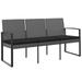 vidaXL 3-Seater Patio Bench with Cushions Black PP Rattan