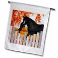 Precious black cat and black horse sharing a moment of friendship behind a picket fence in autumn. 12 x 18 inch Garden Flag fl-150196-1