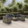 Gecheer 7 Piece Patio Set with Cushions Gray Poly Rattan