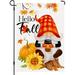 Hello Fall Gnome Garden Flag Pumpkin Sunflower Autumn Burlap 12x18 Inch Vertical Double Sided Small Outside Yard Party Decoration
