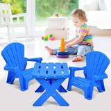 Jiarui Kids Table and Chair Set Outdoor Toddler Activity Table and Adirondack Chairs for Picnic Garden Patio Backyard & Beach Kids Outdoor Table & Chairs (Blue)