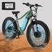 MOONCOOL 26 Electric Bike for Adults 26 x4 Fat Tire AWD Electric Mountain Bike with 1000W Dual Motors 48V 14.5Ah 7-Speed 19.8MPH Aluminum Frame for Commuting Beach Snow