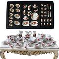 KZLO Dollhouse Tableware Set 39 Pcs Tea Pot Dish Cups Accessories Children Mini Ceramic Tableware DIY Toys