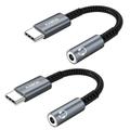 2 Pack USB Type C to 3.5mm Female Headphone Jack Adapter Kamon USB C to Aux Audio HiFi DAC Dongle Cable Cord Compatible with iPad Pro Air Mini Galaxy S23 Ultra S22 S21 S20 Pixel 7 Pro