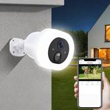 Camera Ozmmyan 2MP HD IR/Color Night Vision Courtyard Camera WiFi Bluetooth Dual Channel Connection For Phone Remote Monitoring IP66 Water Proof 5X Digital Zoom Two-way Audio Digital Camera White