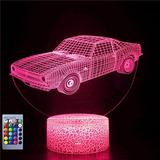 YSTIAN 3D Racing car Night Light Lamp Illusion Night Light 16 Color Changing Table Desk Decoration Lamps Gift with Acrylic Flat ABS Base USB Cable Toy