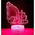 YSTIAN 3D Excavator Night Light Lamp Illusion 7 Color Changing Touch Switch Table Desk Decoration Lamps Acrylic Flat ABS Base USB Cable Birthday Gift Toys