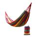 1 Set Double Camping Hammock Rainbow Striped Canvas Hammock Swing Portable Hammock Widen Hammock for Camping Travel (Red)