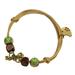 NUOLUX Adjustable Vintage Bohemian Bracelet Handmade Ceramic Porcelain Beads Wristband for Women Girls (Green)