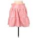 Topshop Casual A-Line Skirt Knee Length: Pink Print Bottoms - Women's Size 8