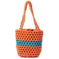 NALLY Women's Bucket Bag aus Perlen Damen Schultertasche, Orange Mehrfarbig