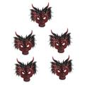 Holibanna 5 Pcs Black Red Dragon Mask 3d Dragon Facemask Masquerade Mask for Men Horrible 3d Halloween Masks Mask for Women Naughty Costumes for Adults Scary Mask Man Accessories Pu Animal