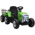 HOMCOM Electric Ride on Tractor 12V Kids Electric Car with Detachable Trailer Remote Control, Music, Horn, Lights, Start-Up Sound, for Ages 3-6 Years - Green