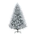 The Holiday Aisle® Frosted Traditional Christmas Tree w/ Lights, Christmas Tree Prelit w/ Metal Stand in Green | 7.5 ft | Wayfair