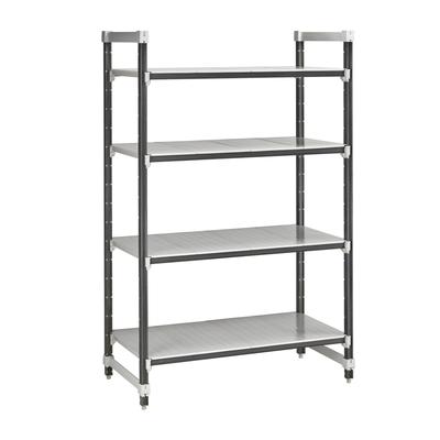 Cambro EXU184272S4480 42" NSF 4-Tier Polymer Shelf Kit - Camshelving Elements XTRA, 18"W, 72"H, Gray